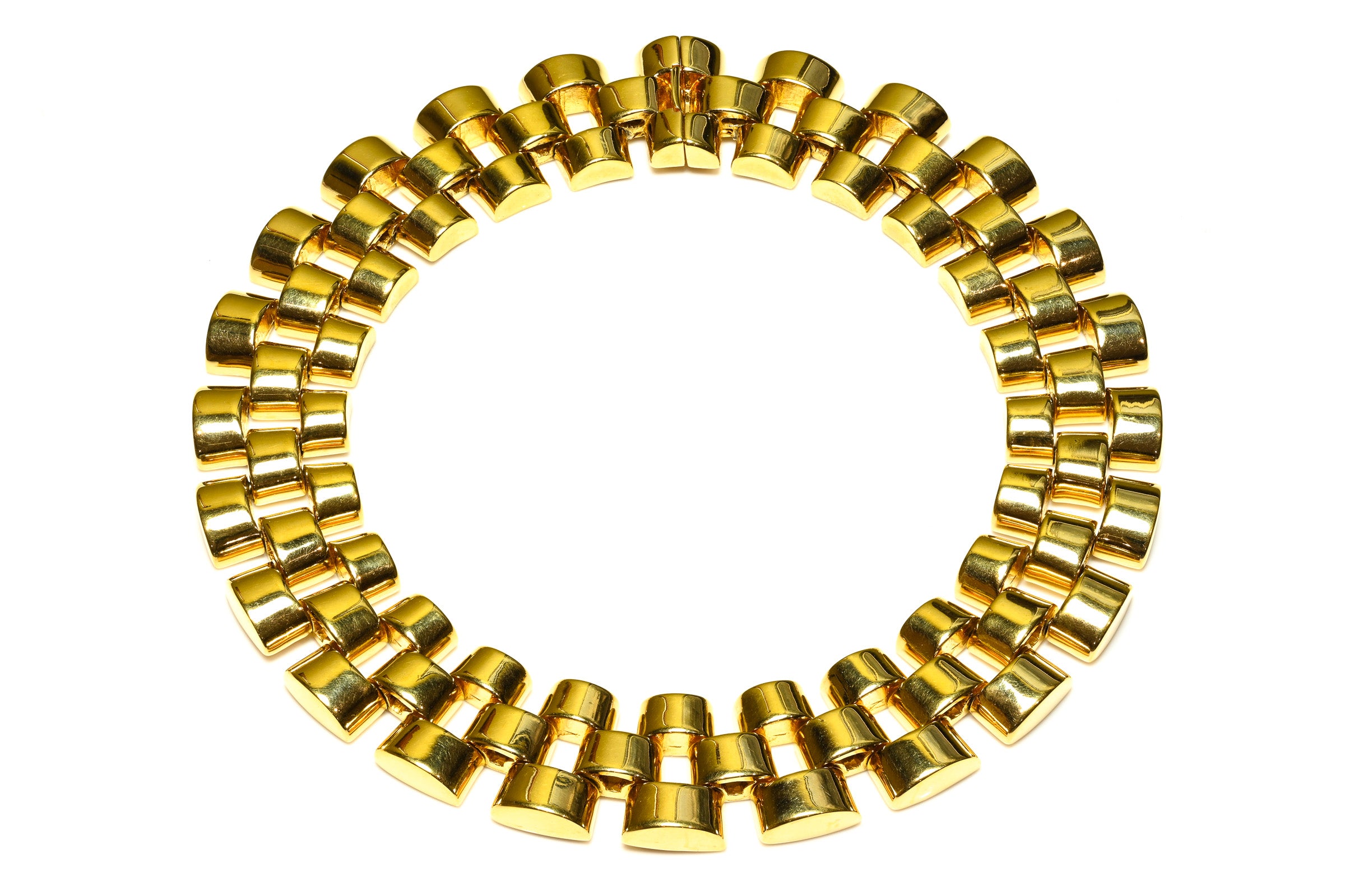 Vintage Ciner Gold Plated Geometric Wide Collar Necklace