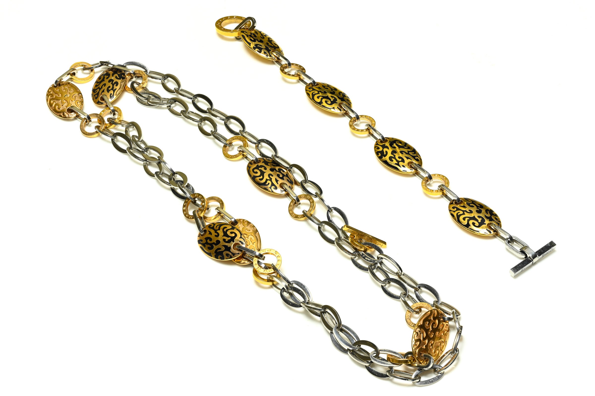 Rebecca St.Barth Silver Gold Plated Chain Necklace Bracelet Set