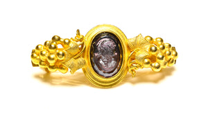 Kirks Folly Gold Plated Purple Glass Cameo Grape Hair Clip