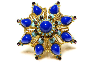 Juliana Delizza & Elster Mughal Style Blue Cabochon Pendant Brooch