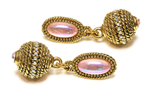 Vintage Claire Deve Paris Pink Crystal Drop Earrings