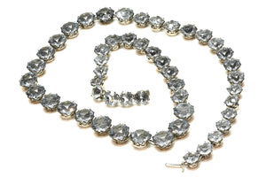 Vintage French Silver Aqua Paste Riviere Necklace