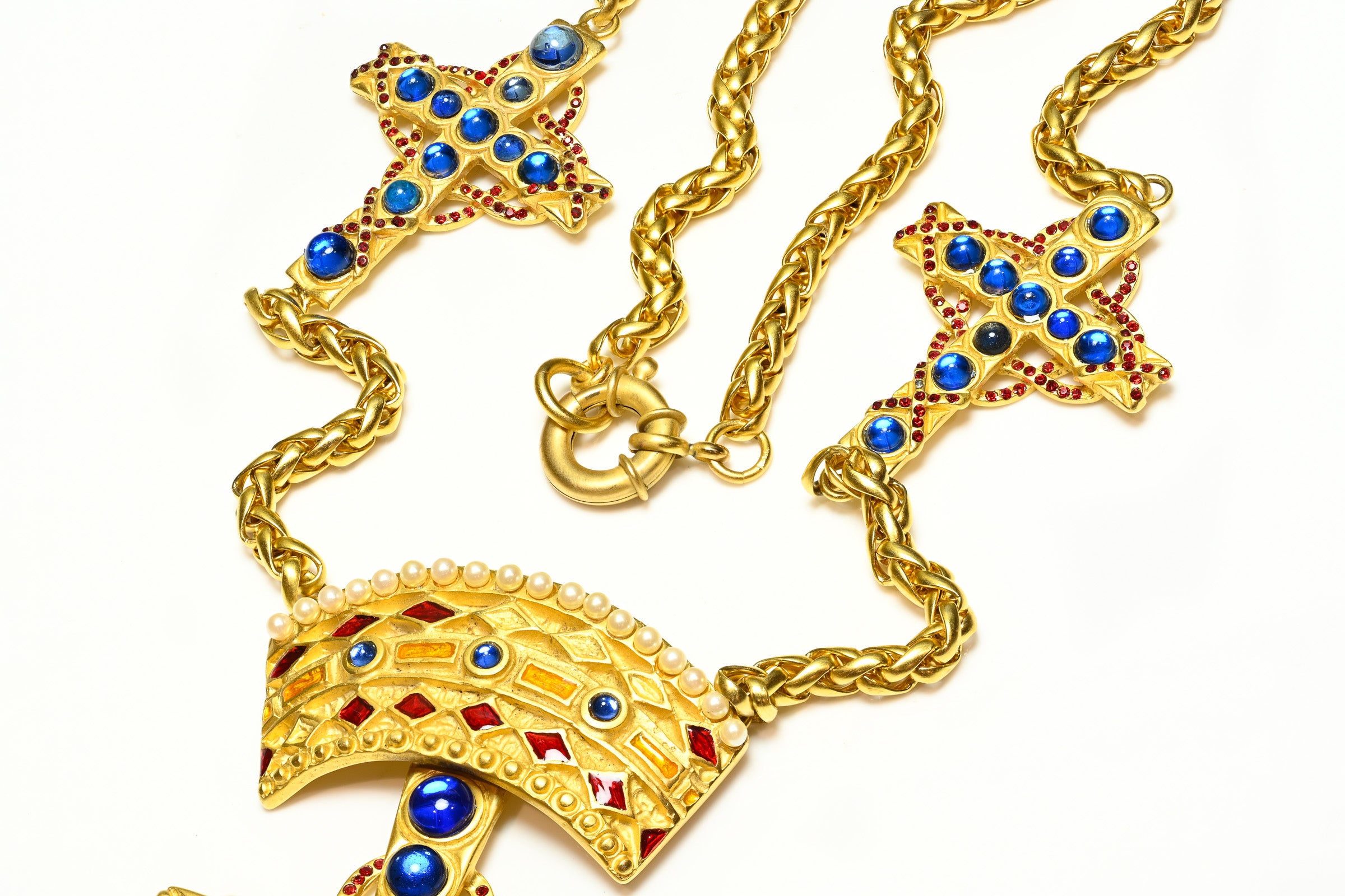 Vintage 1990's Ugo Correani for Gianni Versace Cross Necklace 1