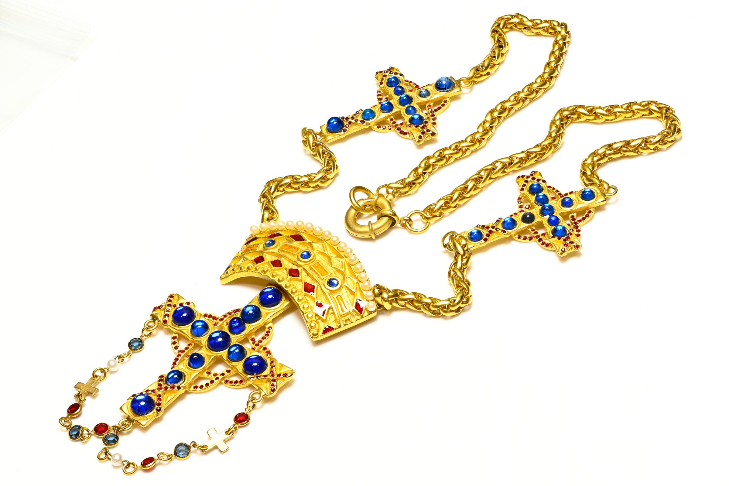 Vintage 1990's Ugo Correani for Gianni Versace Cross Necklace