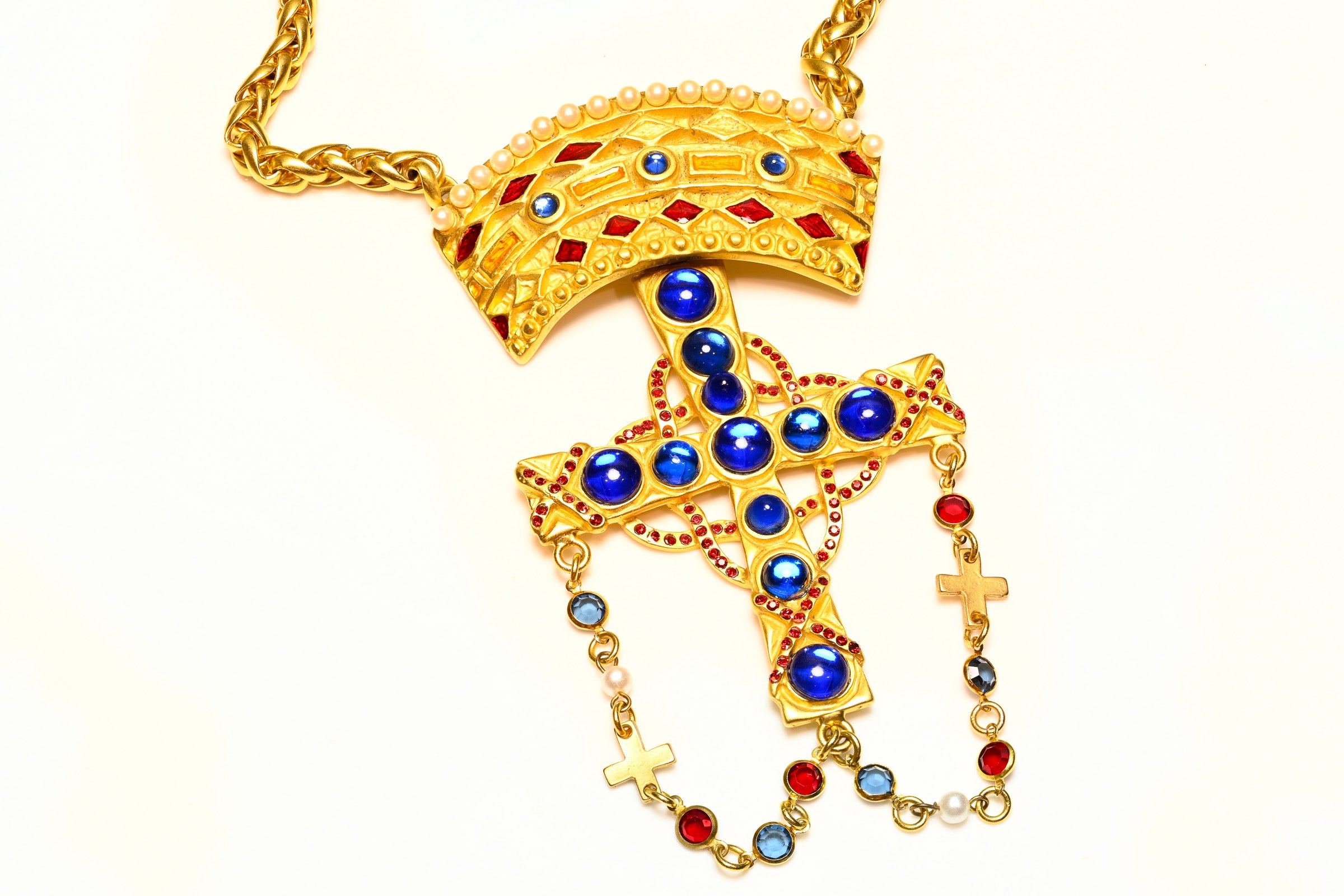 Vintage 1990's Ugo Correani for Gianni Versace Cross Necklace