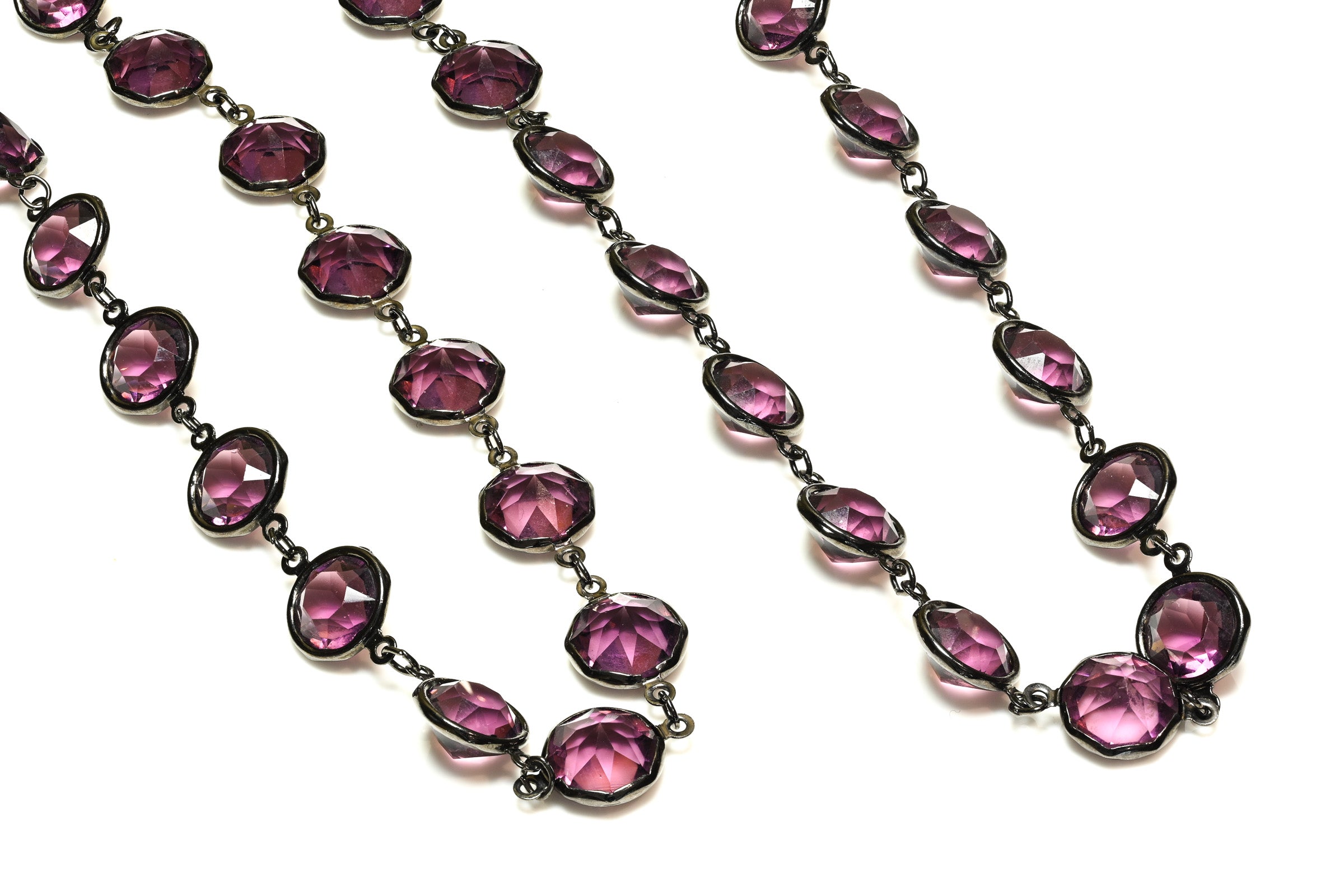 Vintage Austrian Purple Crystal Chiclet Sautoir Necklace 1