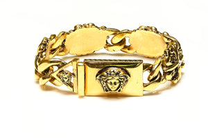 Vintage Gianni Versace Gold Plated Medusa Cross Chain Bracelet