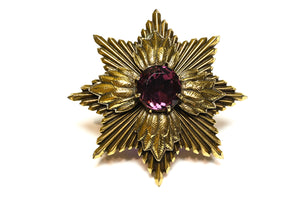 Vintage 1960's Purple Crystal Starburst Pendant Brooch