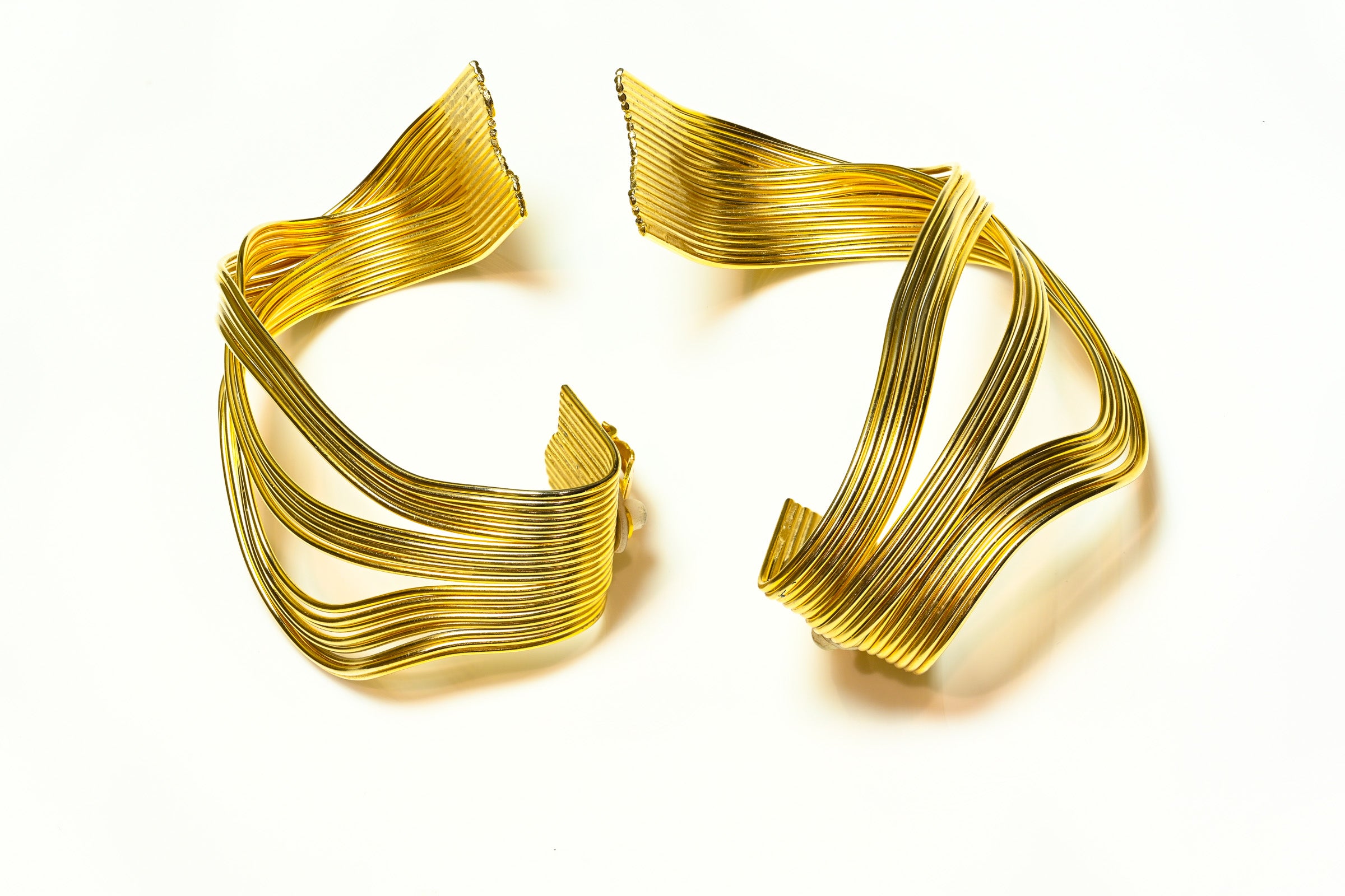 Vintage Premier Etage Paris Large Gold Plated Twist Earrings