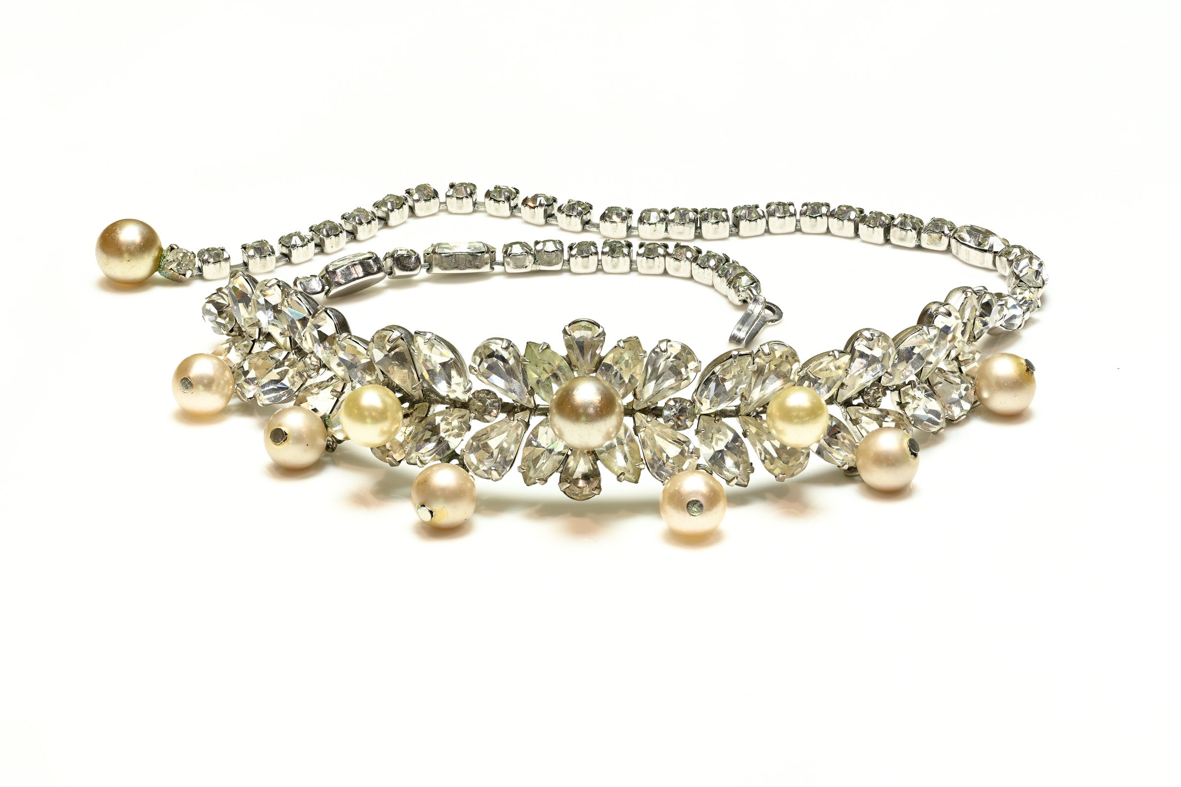 Vintage 1950's Kramer of NY Crystal Pearl Choker Necklace