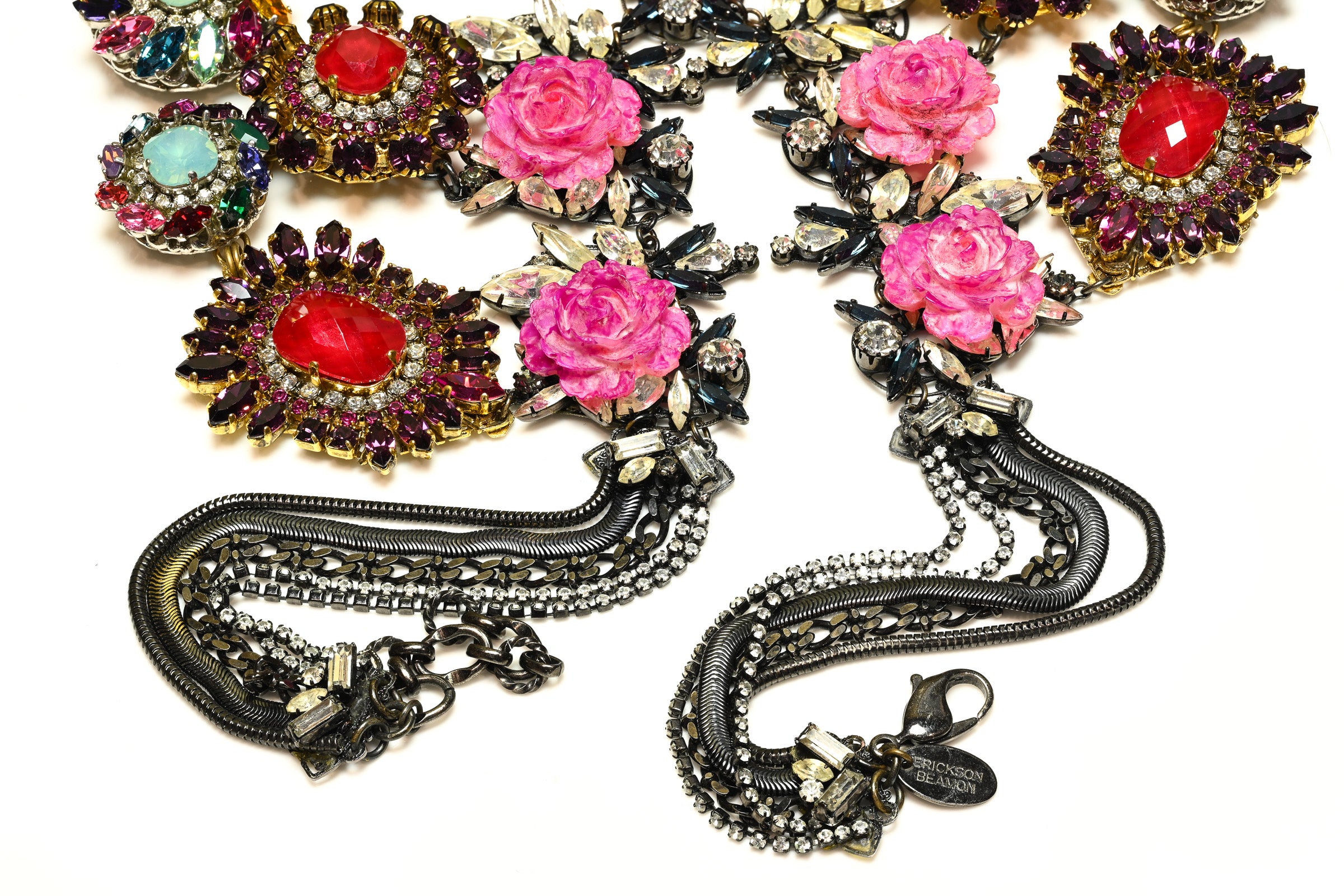 Erickson Beamon Couture Yellow Red Blue Crystal Roses Necklace 2