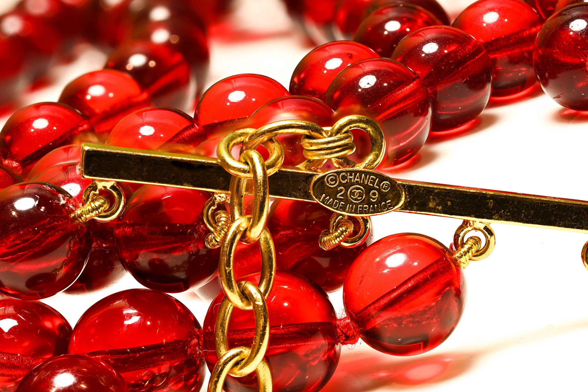 Vintage Chanel Paris Maison Gripoix Red Glass Beads Wide Choker Necklace 2