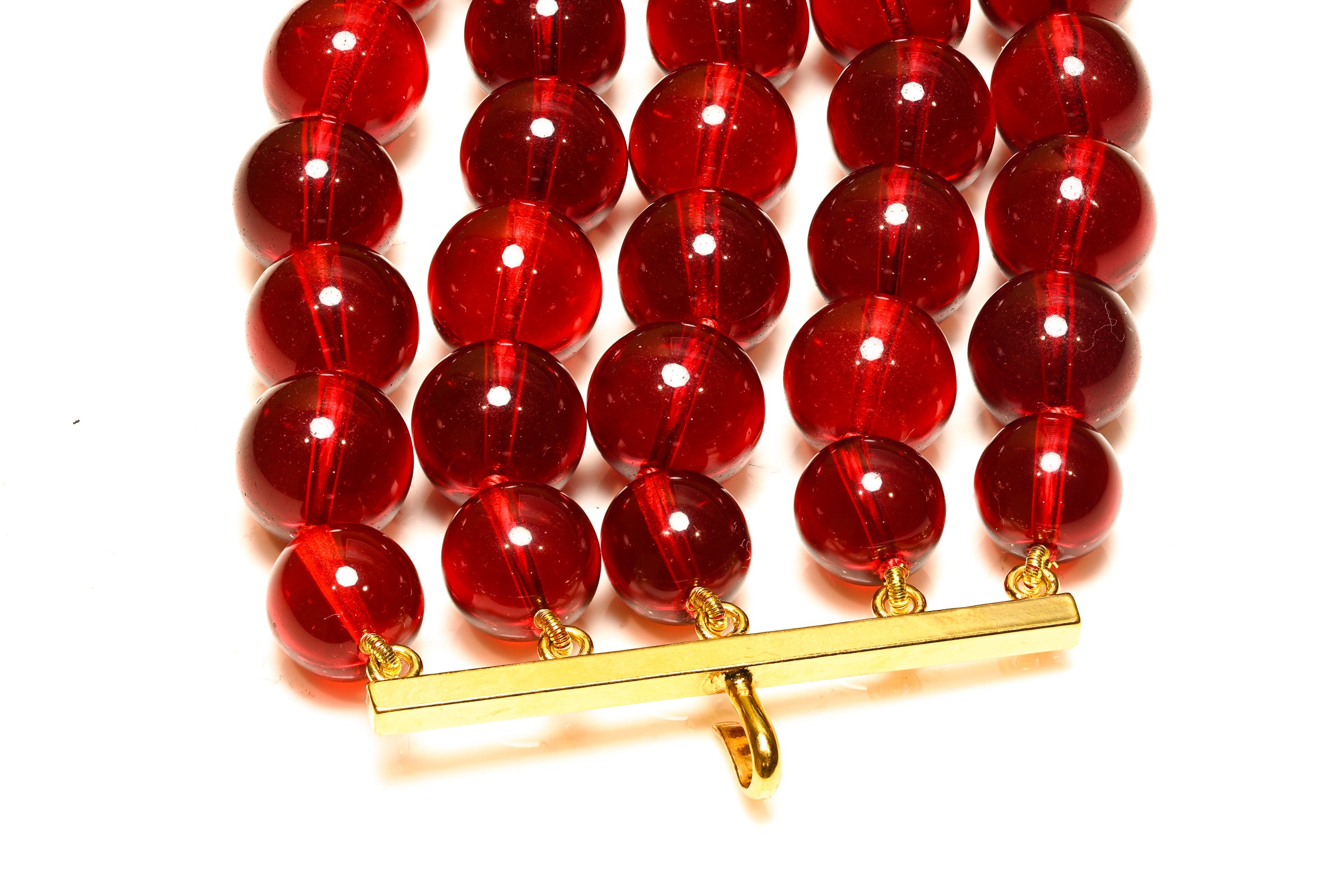 Vintage Chanel Paris Maison Gripoix Red Glass Beads Wide Choker Necklace 1