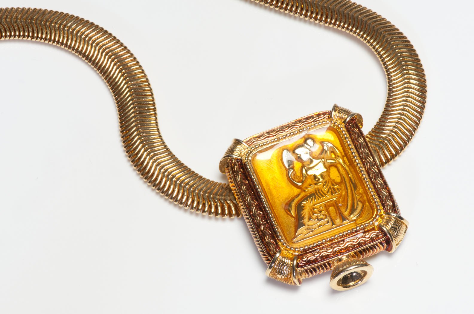 Edgar Berebi Limited Edition Yellow Enamel Intaglio Collar Necklace - DSF Antique Jewelry