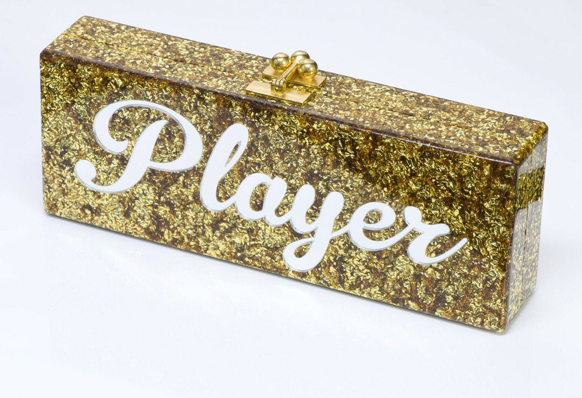 Edie Parker “PLAYER” Flavia Acrylic Gold Confetti Clutch Bag Edie Parker Metallic Gold Acrylic Crossbody main image 1