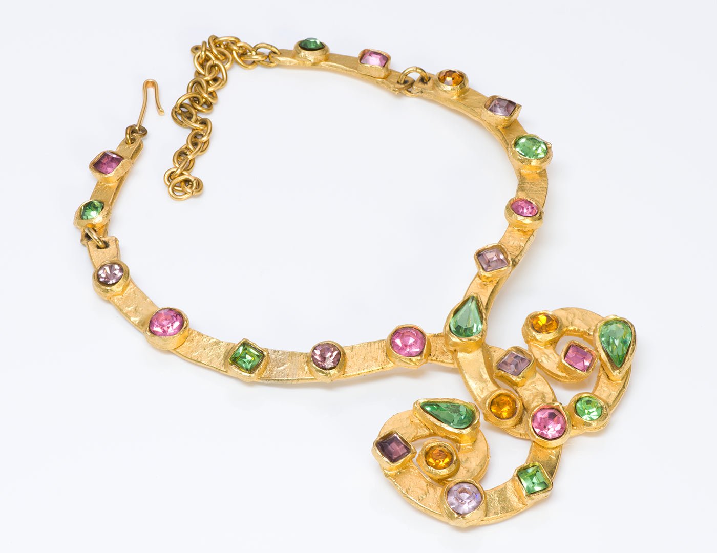 Edouard Rambaud Paris 1980’s Gold Tone Crystal Necklace