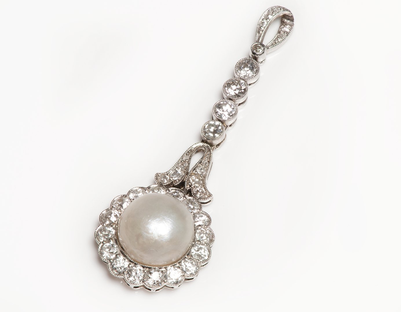 Edwardian Fresh Water Pearl Diamond Pendant