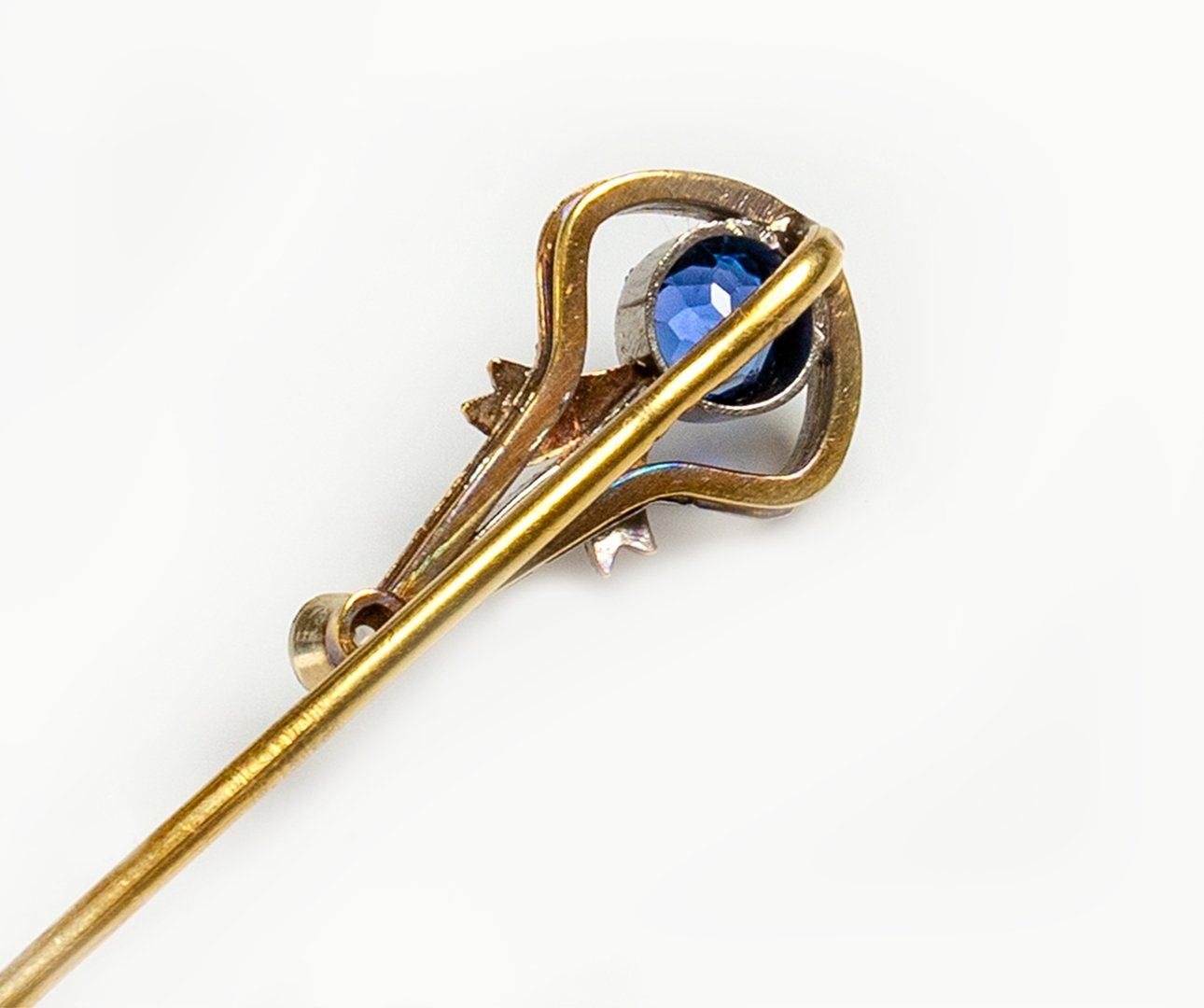 Edwardian Gold Sapphire Diamond Stick Pin