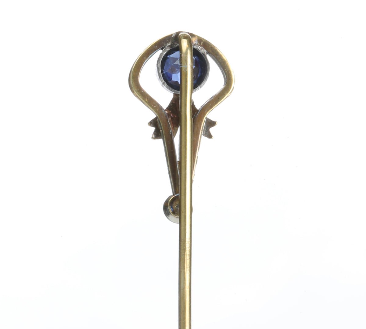 Edwardian Gold Sapphire Diamond Stick Pin