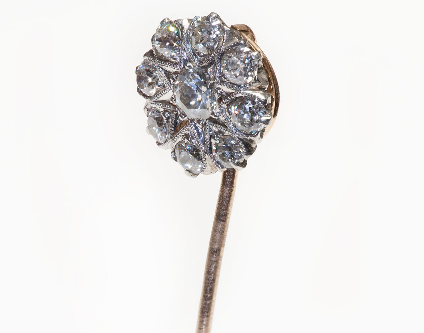 Edwardian Platinum Diamond Stick Pin - DSF Antique Jewelry
