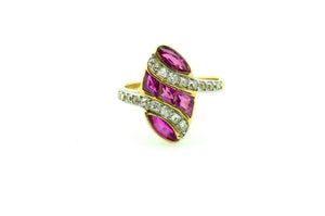 Edwardian 18K Gold Ruby Diamond Ring