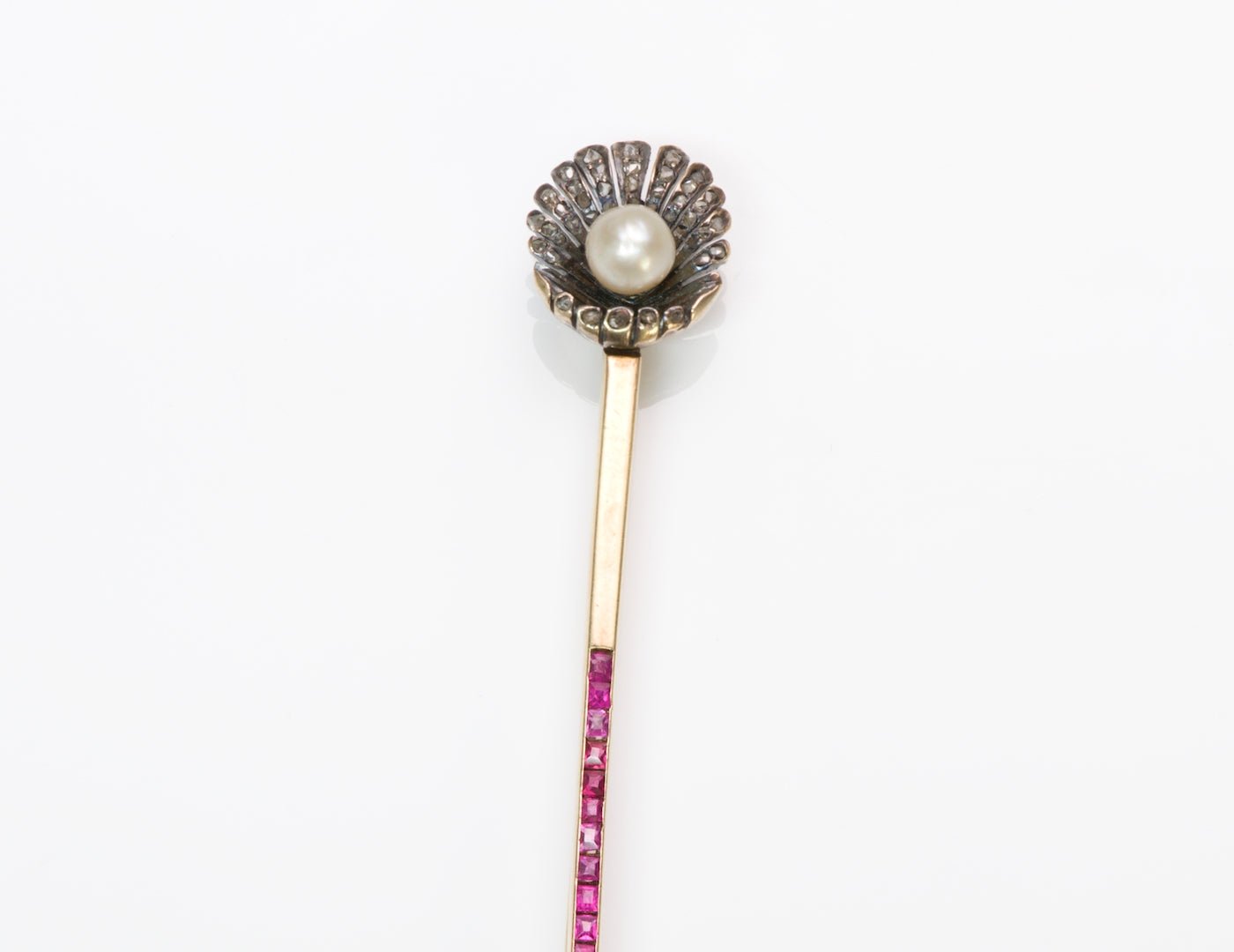 Edwardian Ruby & Pearl Stick Pin