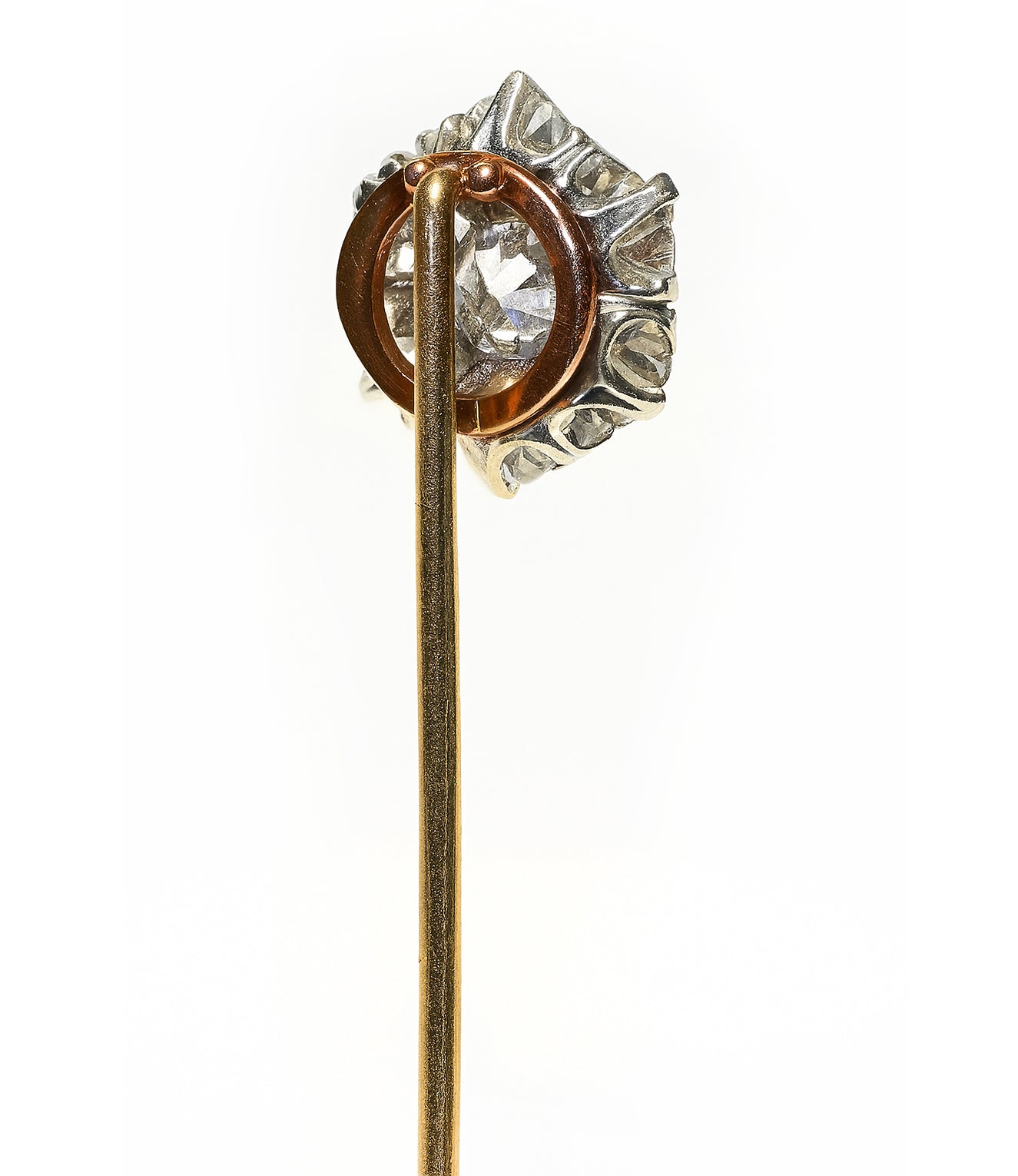 Antique Edwardian Gold Diamond Cluster Stick Pin