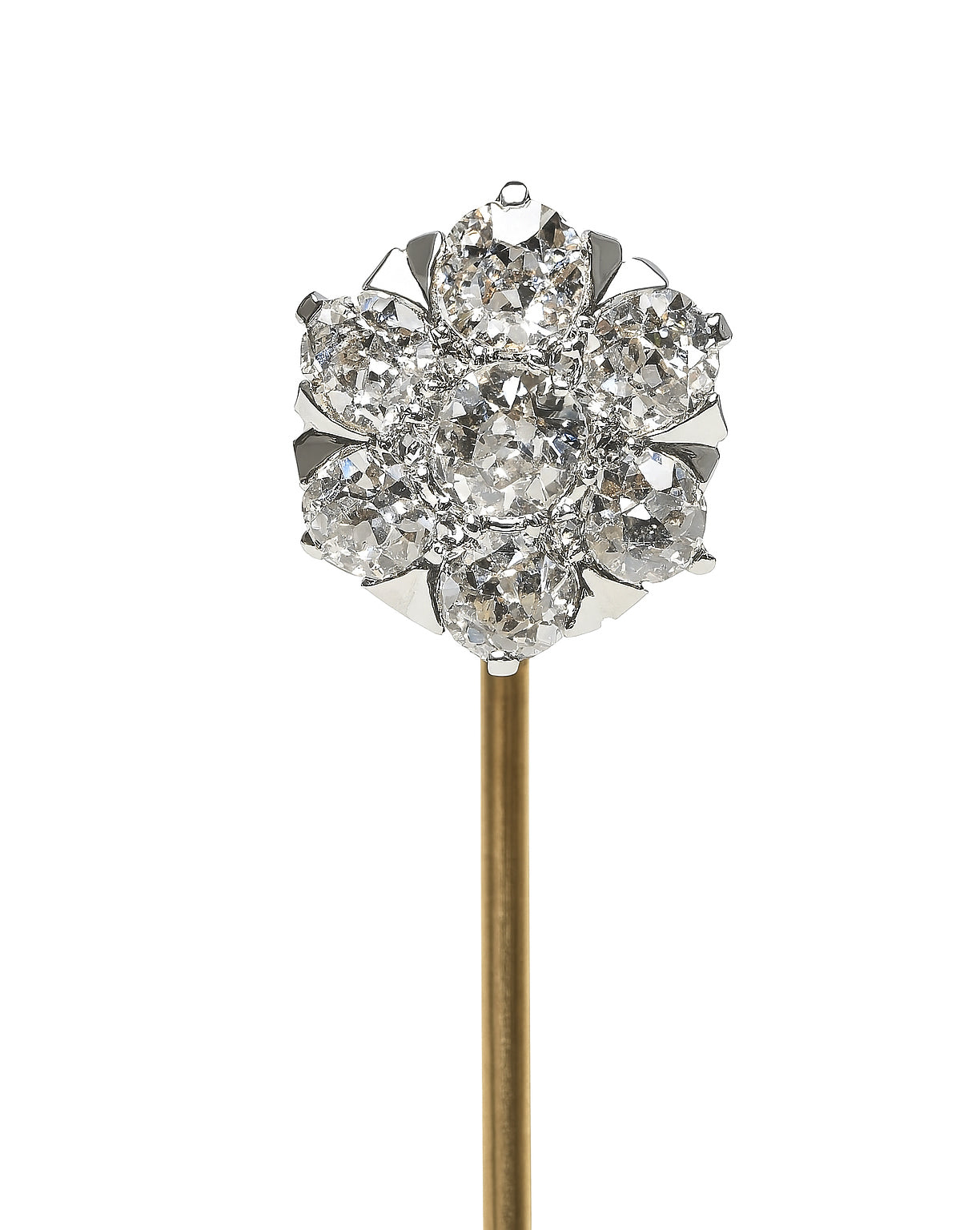 Antique Edwardian Gold Diamond Cluster Stick Pin