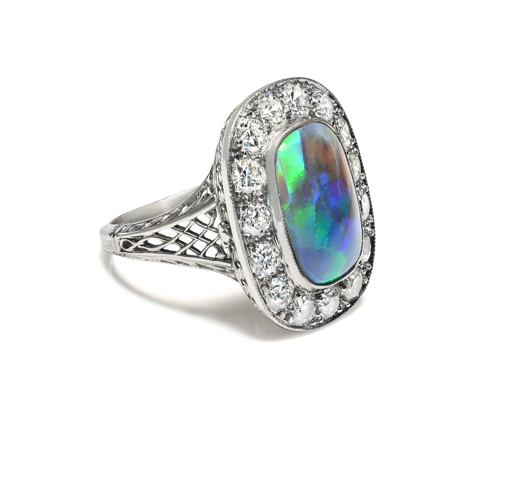 Black Opal Diamond Ring