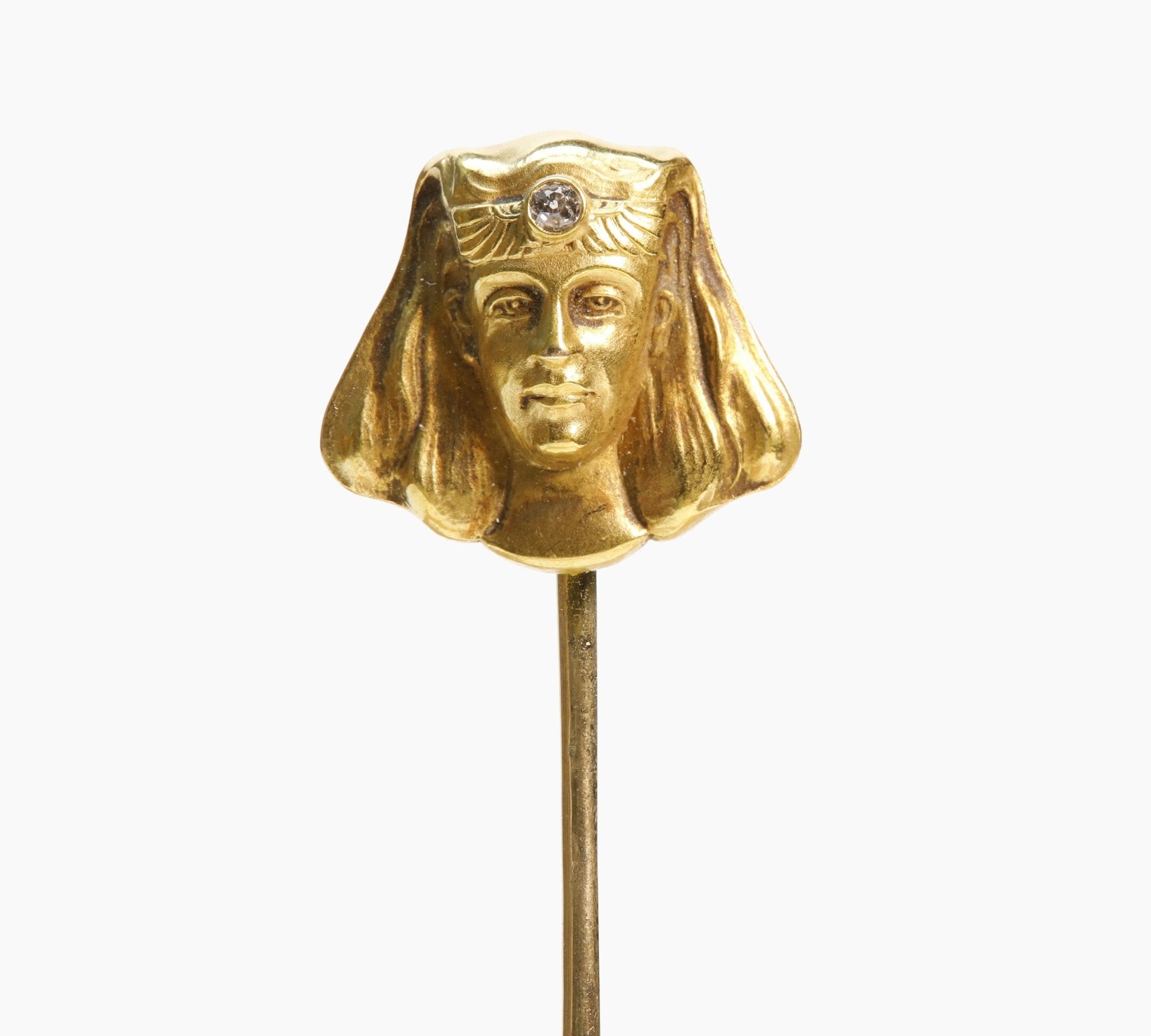 Egyptian Revival Gold Diamond Pharaoh Stick Pin