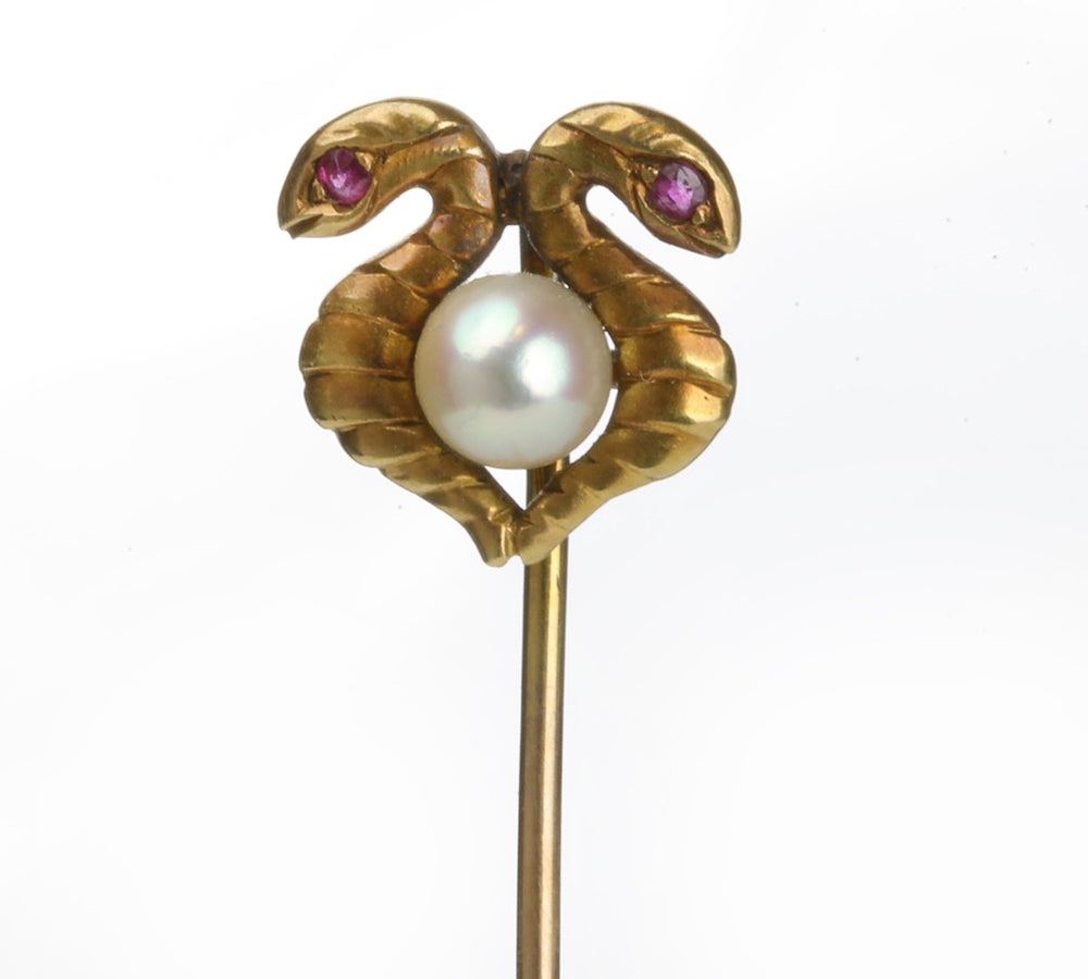 Egyptian Revival Gold Ruby Snake Stick Pin