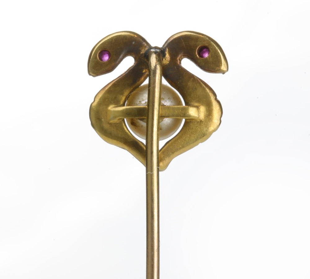 Stick Pin Snake Egyptian Revival Gold Ruby Snake Stick Pin