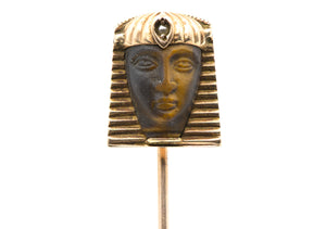 Antique Egyptian Revival Gold Stick Pin with Tiger’s Eye Sphinx