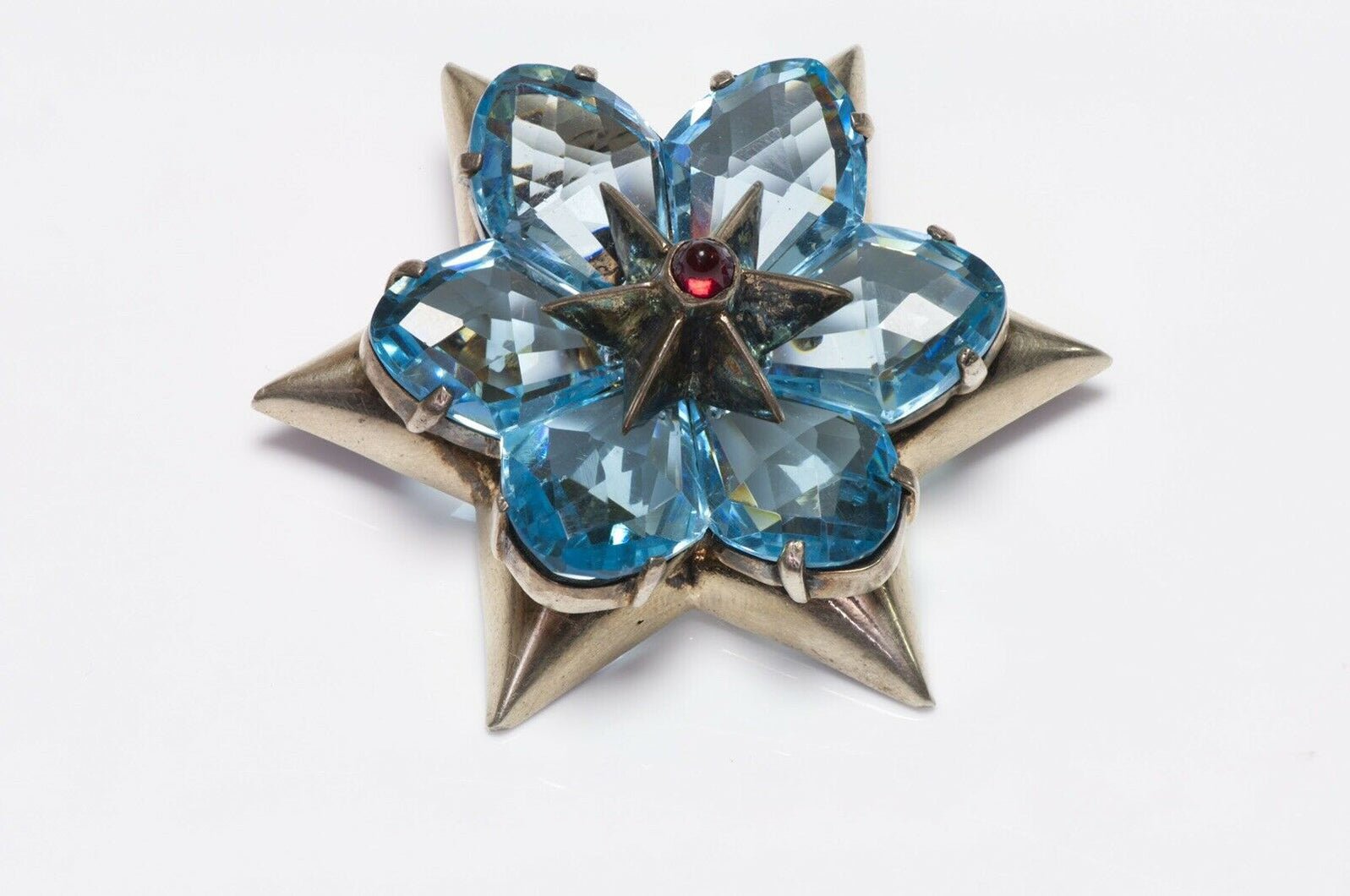 EISENBERG 1940’s Blue Crystal Star Flower Brooch