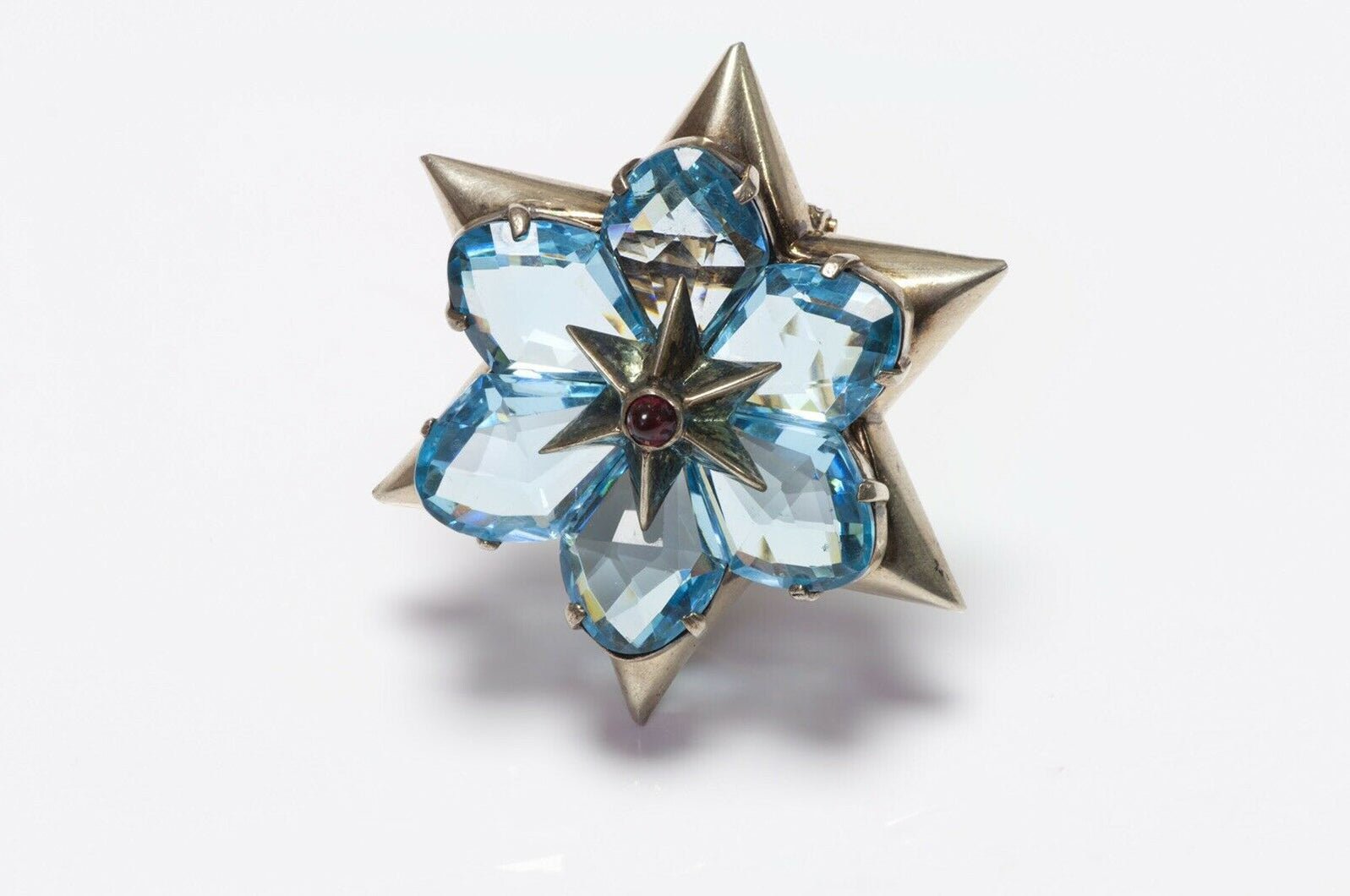 EISENBERG 1940’s Blue Crystal Star Flower Brooch