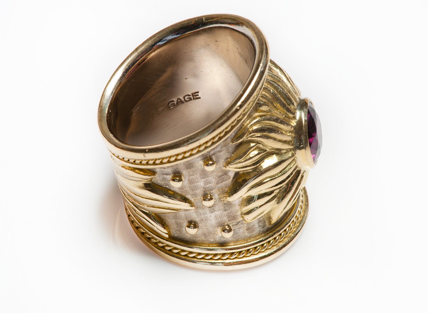 Elizabeth Gage 18K Gold Pink Tourmaline Ring