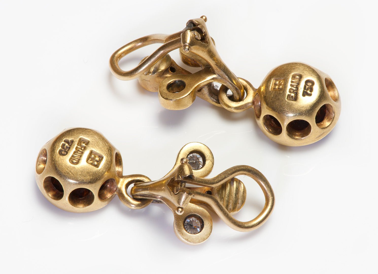 Elizabeth Rand 18K Gold Citrine Diamond Earrings
