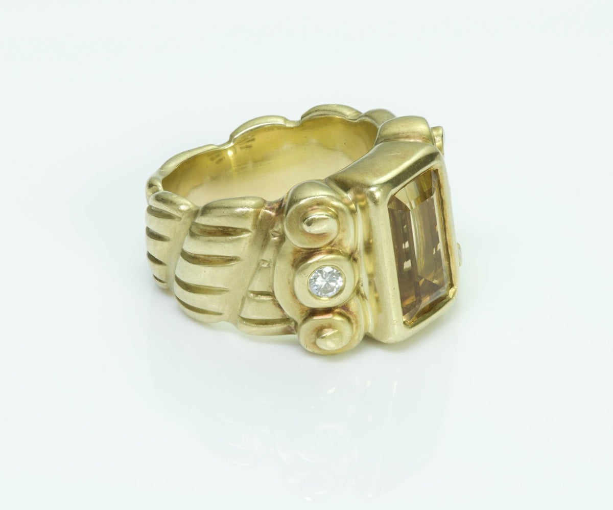 Elizabeth Rand 18K Yellow Gold Topaz Diamond Ring