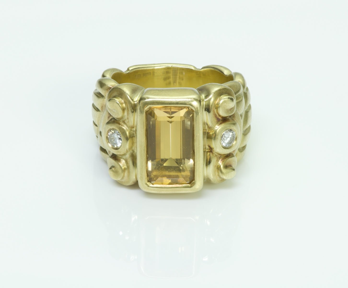 Elizabeth Rand 18K Yellow Gold Topaz Diamond Ring - DSF Antique Jewelry