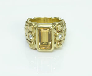 Elizabeth Rand 18K Yellow Gold Topaz Diamond Ring