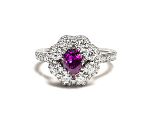 Ruby Diamond Engagement Ring by Elma Gil in 18K Gold