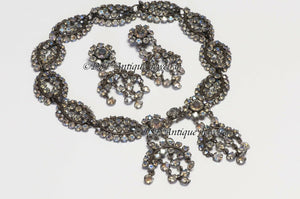 Elsa Schiaparelli Roger Jean-Pierre Couture 1930’s Crystal Necklace Earrings Set