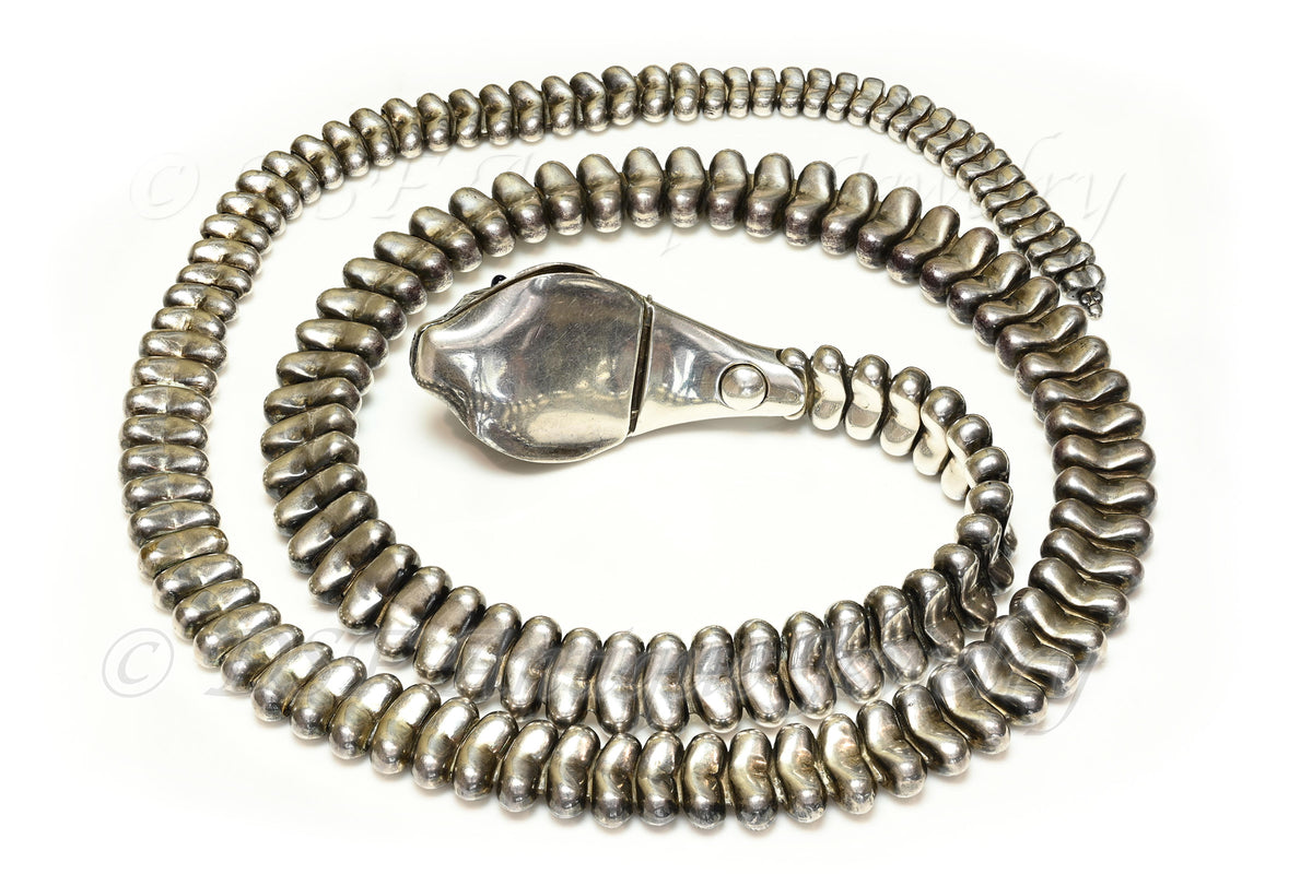 Vintage Rare Early Elsa Peretti Silver Snake Belt Necklace, Xavier Corberó