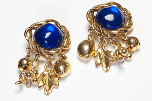 Emanuel Ungaro Paris 1980’s Blue Poured Glass Charm Earrings