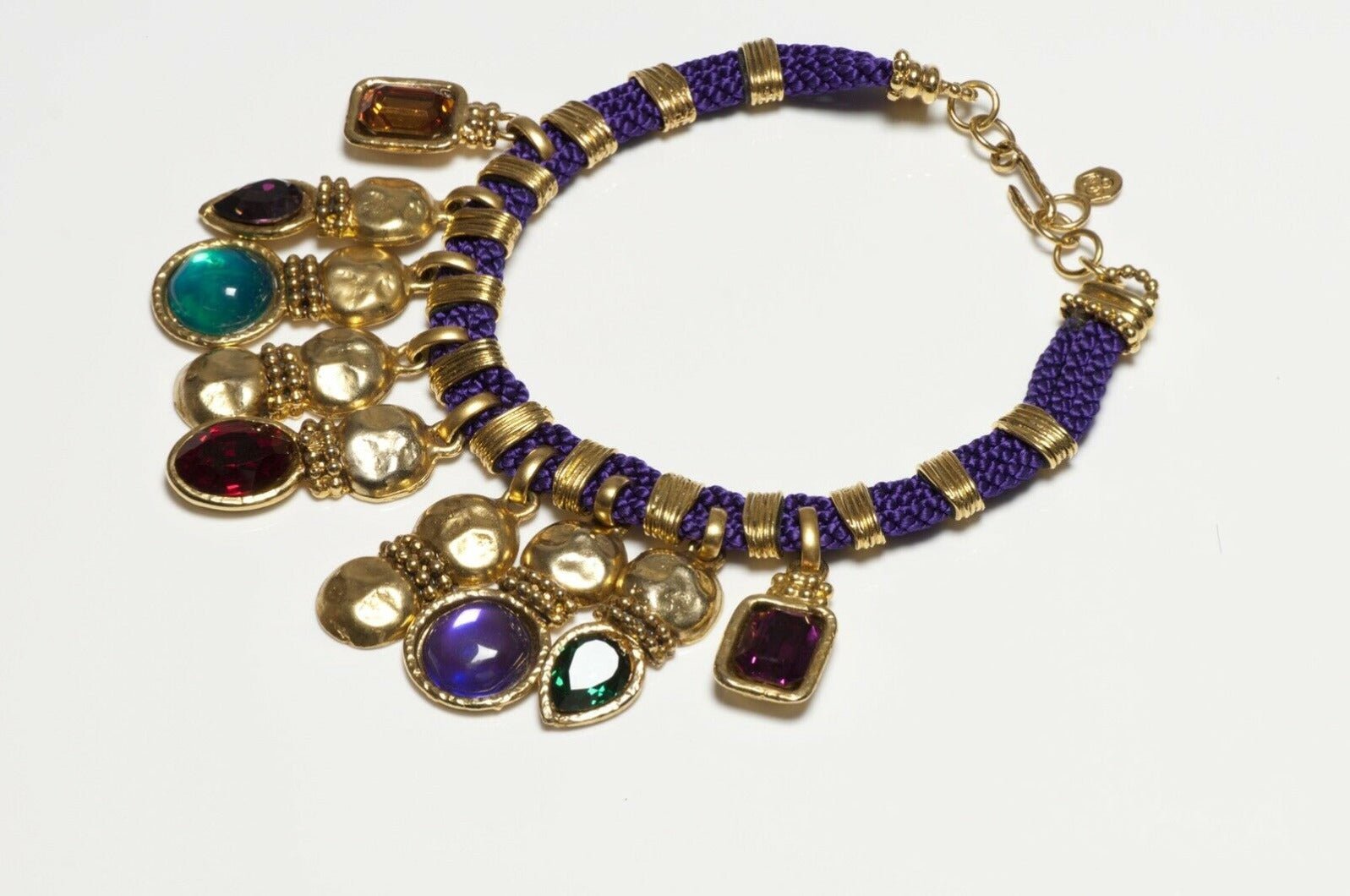 Emanuel Ungaro Paris Purple Glass Crystal Rope Necklace
