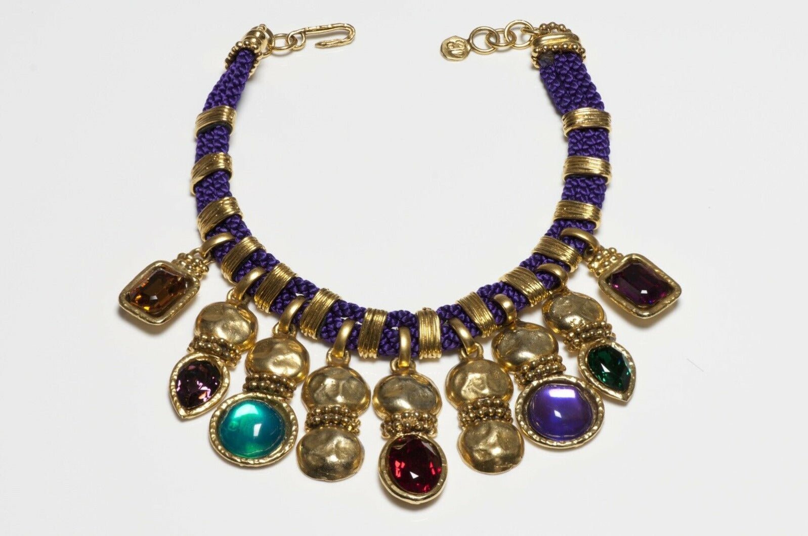 Emanuel Ungaro Paris Purple Glass Crystal Rope Necklace