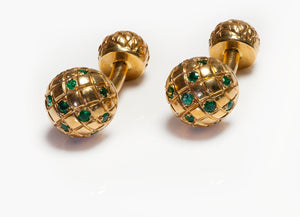 Emerald 18K Yellow Gold Ball Cufflinks
