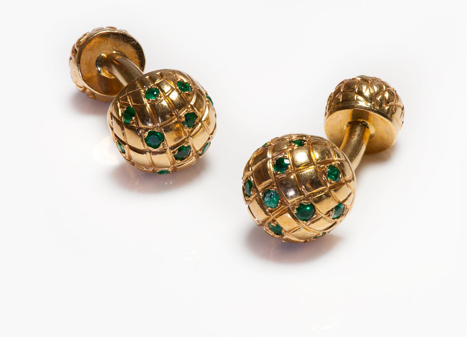Emerald 18K Yellow Gold Cufflinks - DSF Antique Jewelry