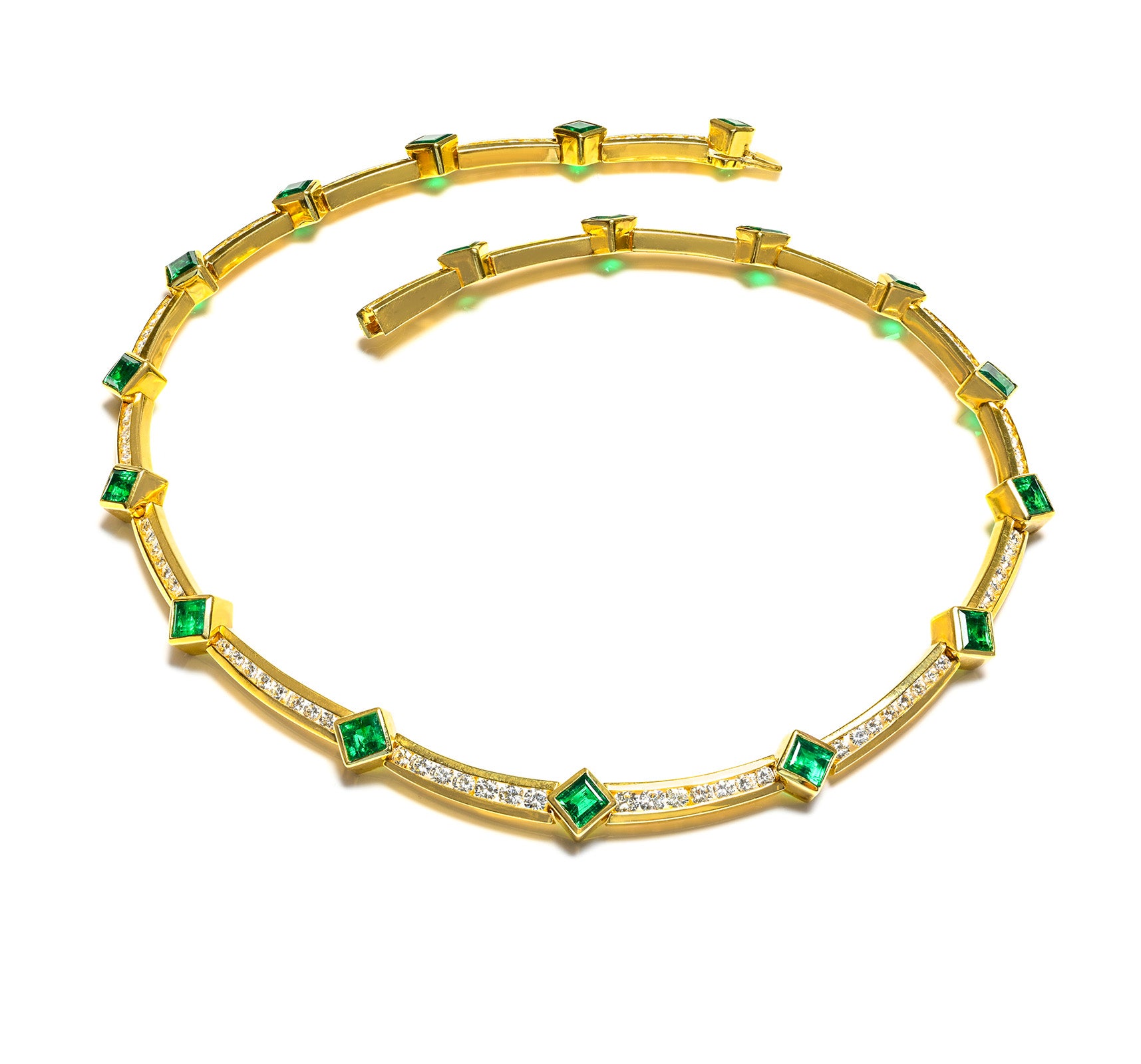 Fine Emerald Diamond 18K Gold Necklace