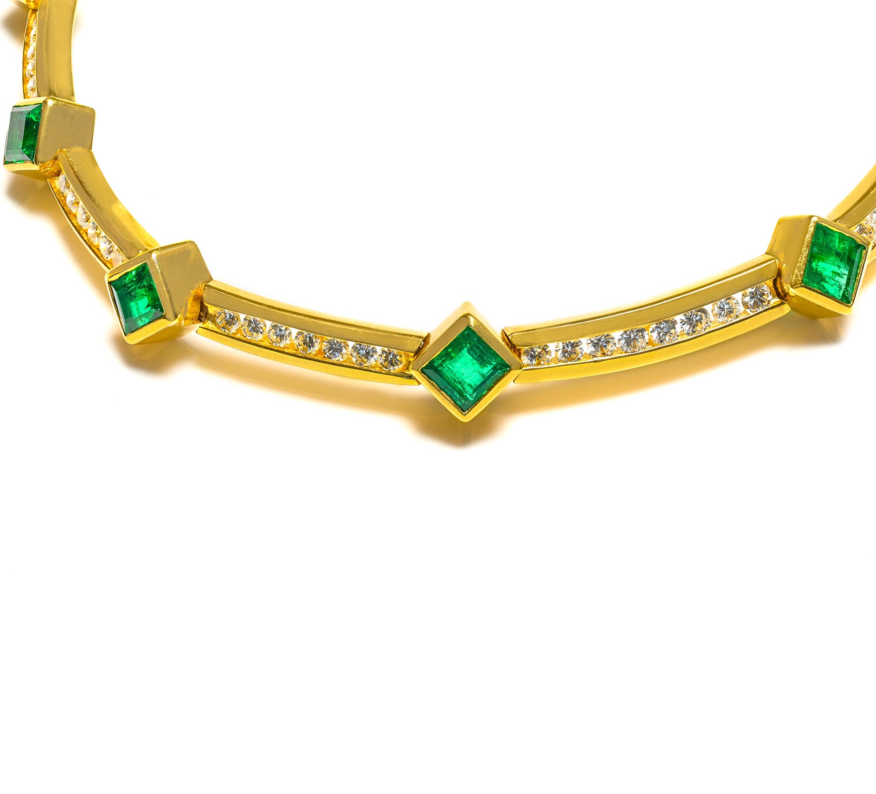 Fine Emerald Diamond 18K Gold Necklace